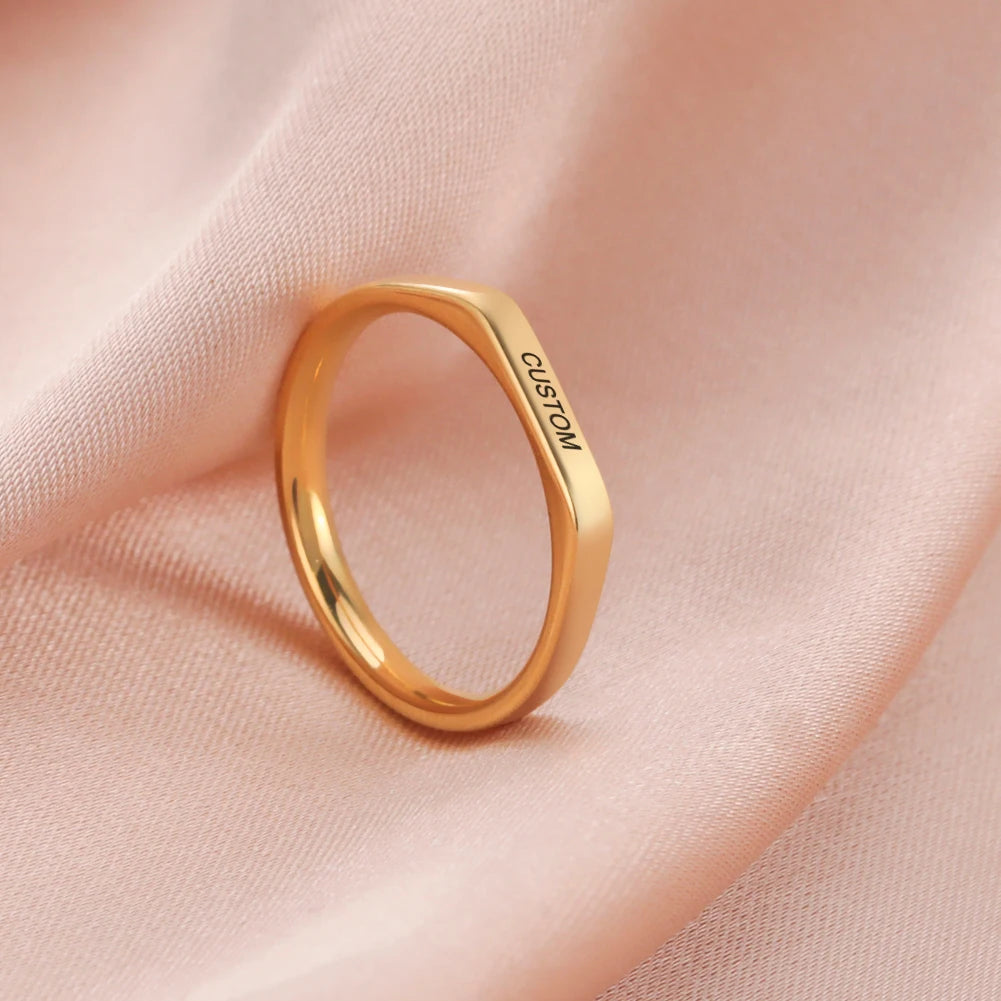 Personalized Engraved Name Ring – Custom Stainless Steel Band in Elegant Tone