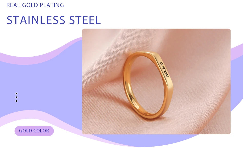 Personalized Engraved Name Ring – Custom Stainless Steel Band in Elegant Tone