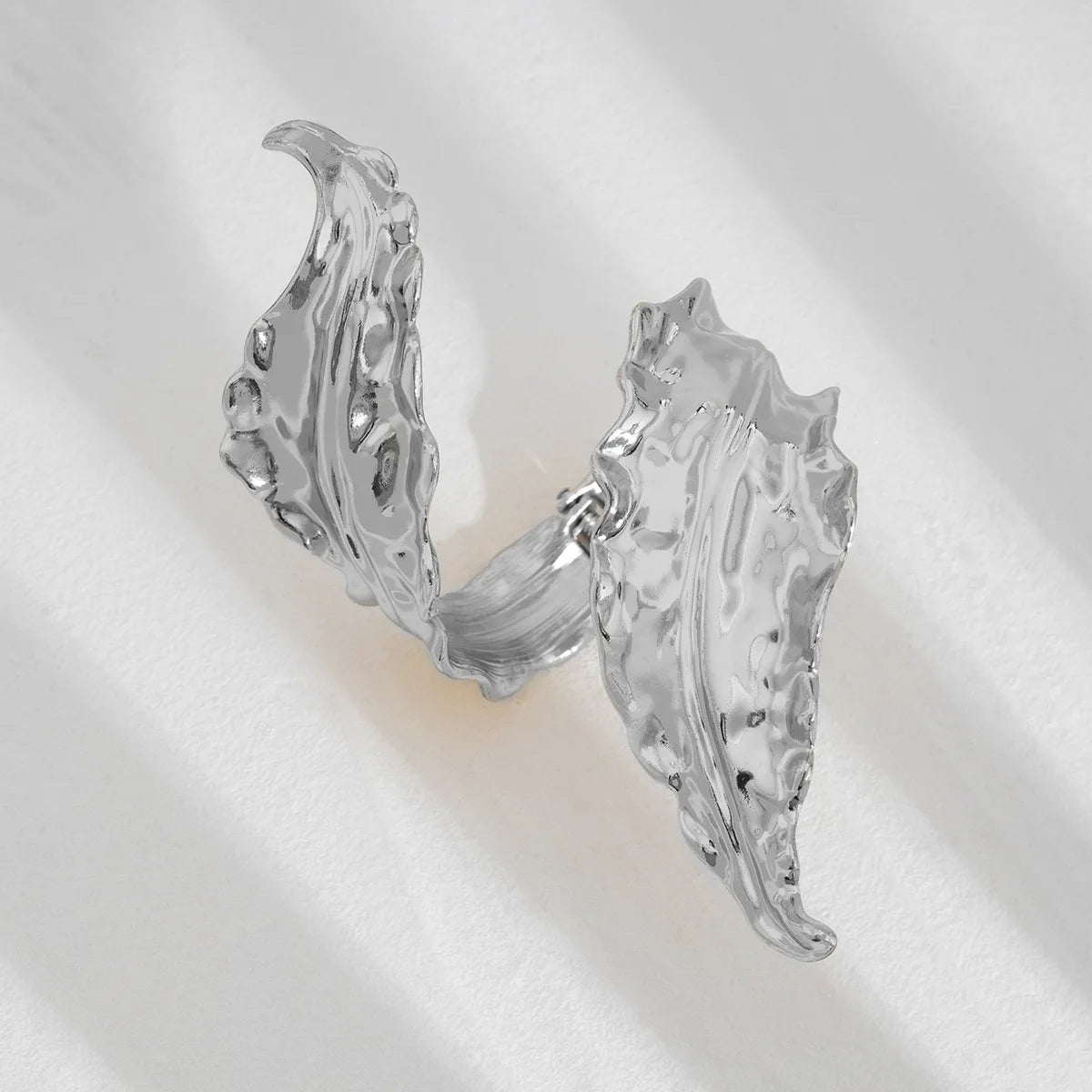 Golden Leaf Statement Wide Bangle Bracelet β Sculptural Geometric Cuff