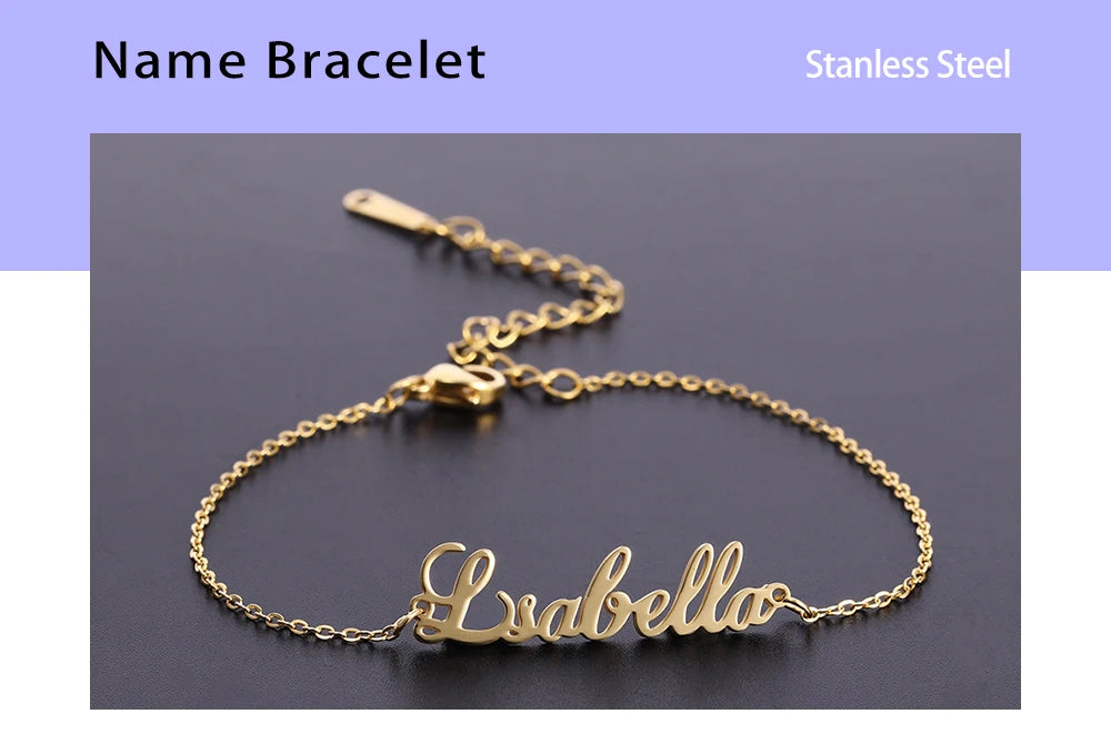 Personalized Name Letter Bracelet – Custom Baby or Child Anklet in Polished Stainless Steel