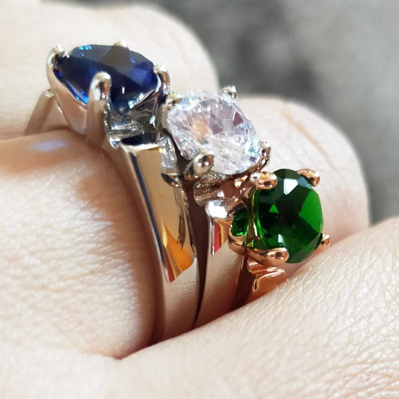 Elegant 4-Prong CZ Ring β Radiant Multicolor Zirconia Statement Piece