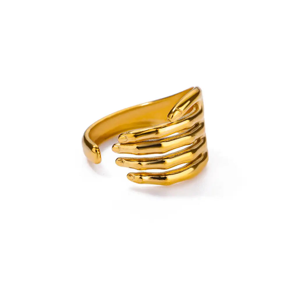Stella Nova Rings – Adjustable Gold-Tone Stainless Steel with Star & Shell