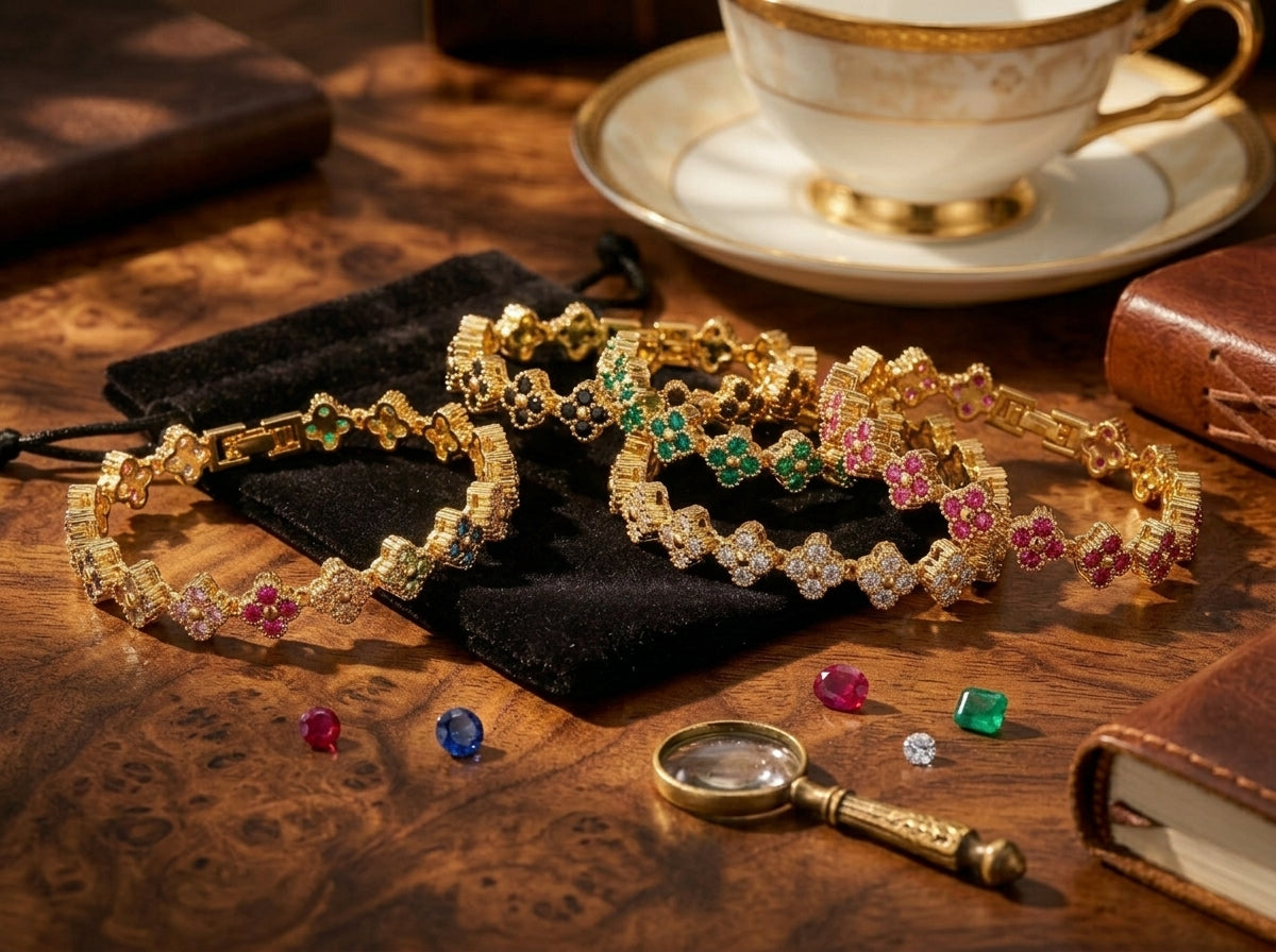 18K Gold-Plated Flower Necklace and Bracelet Set – Luxury Floral