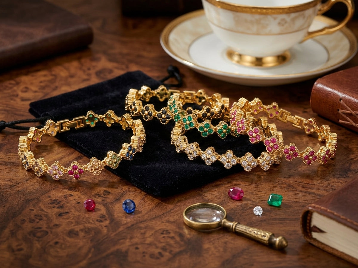 18K Gold-Plated Flower Necklace and Bracelet Set – Luxury Floral