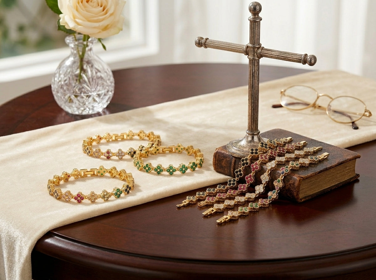 18K Gold-Plated Flower Necklace and Bracelet Set – Luxury Floral