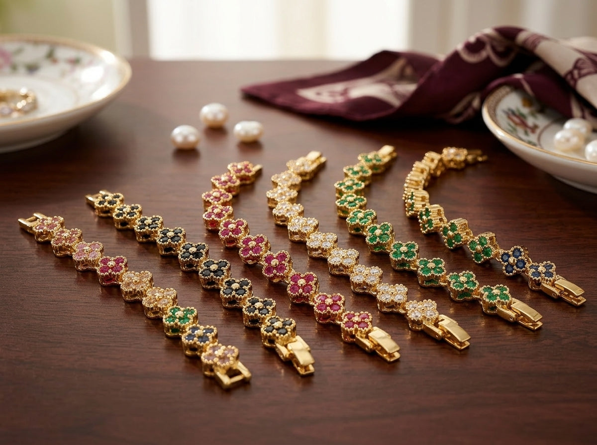 18K Gold-Plated Flower Necklace and Bracelet Set – Luxury Floral