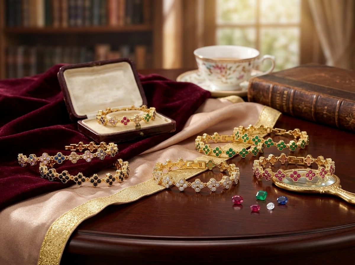 18K Gold-Plated Flower Necklace and Bracelet Set – Luxury Floral