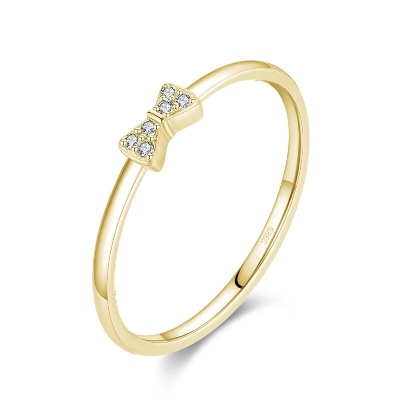 Lumière Square – 925 Silver Gold-Tone Ring with Brilliant Cut Zirconia