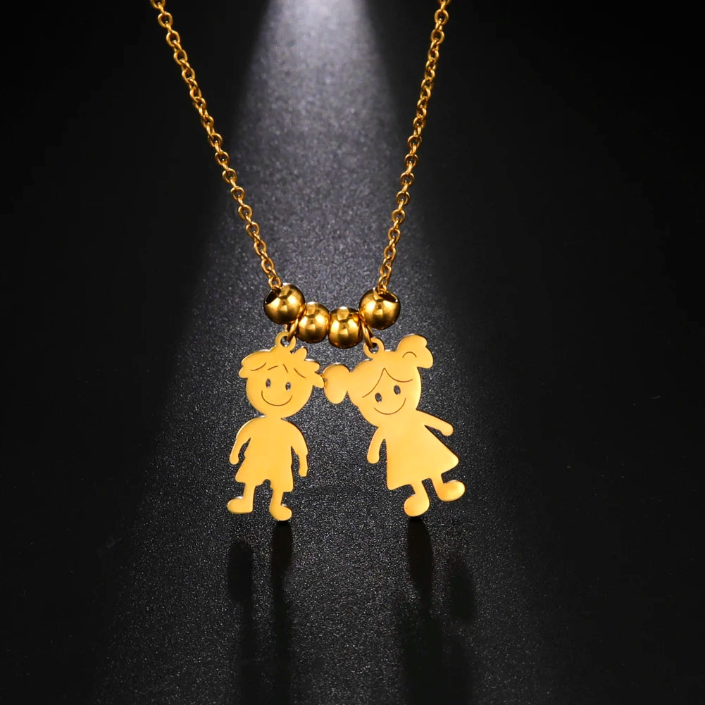 Custom Boy & Girl Name Necklace – Personalized Pendant in Polished Stainless Steel