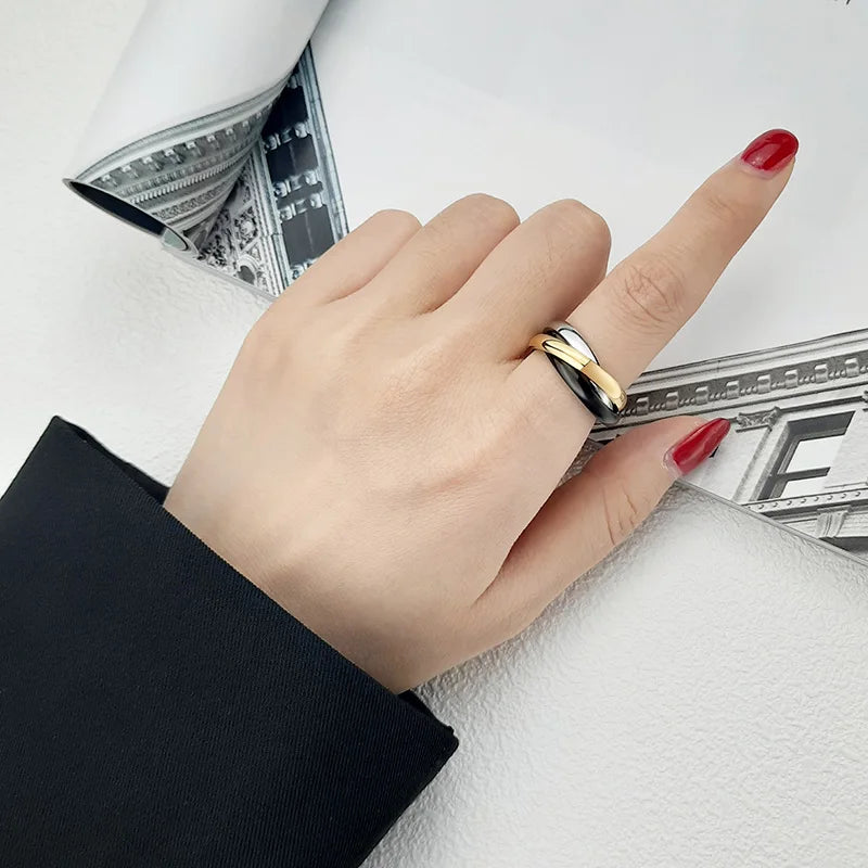 The Trinity Band – Interlocked Stainless Steel Triple Ring