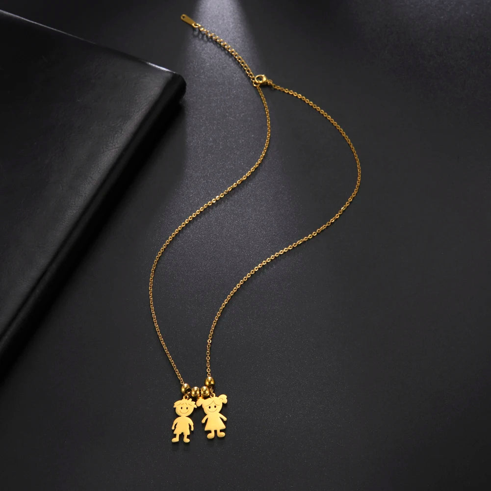 Custom Boy & Girl Name Necklace – Personalized Pendant in Polished Stainless Steel