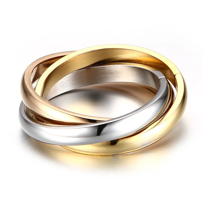 The Trinity Band – Interlocked Stainless Steel Triple Ring