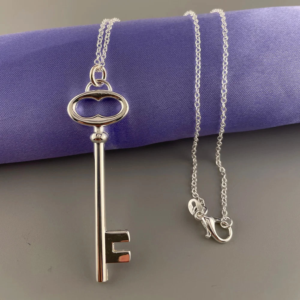 Dainty Key Pendant Necklace – 925 Sterling Silver Charm for Everyday Style