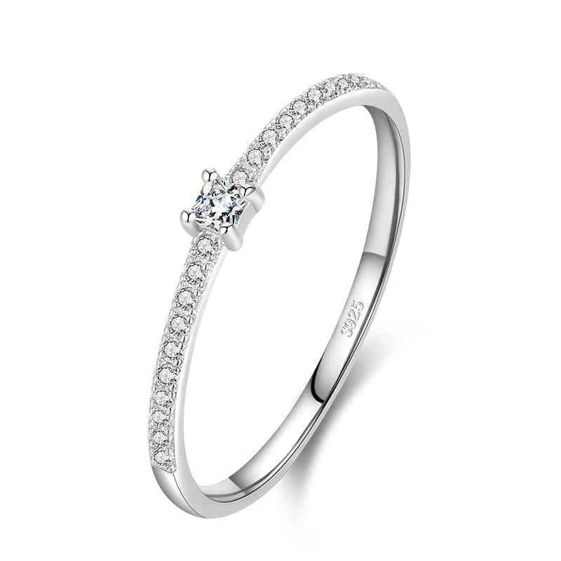 Lumière Square – 925 Silver Gold-Tone Ring with Brilliant Cut Zirconia