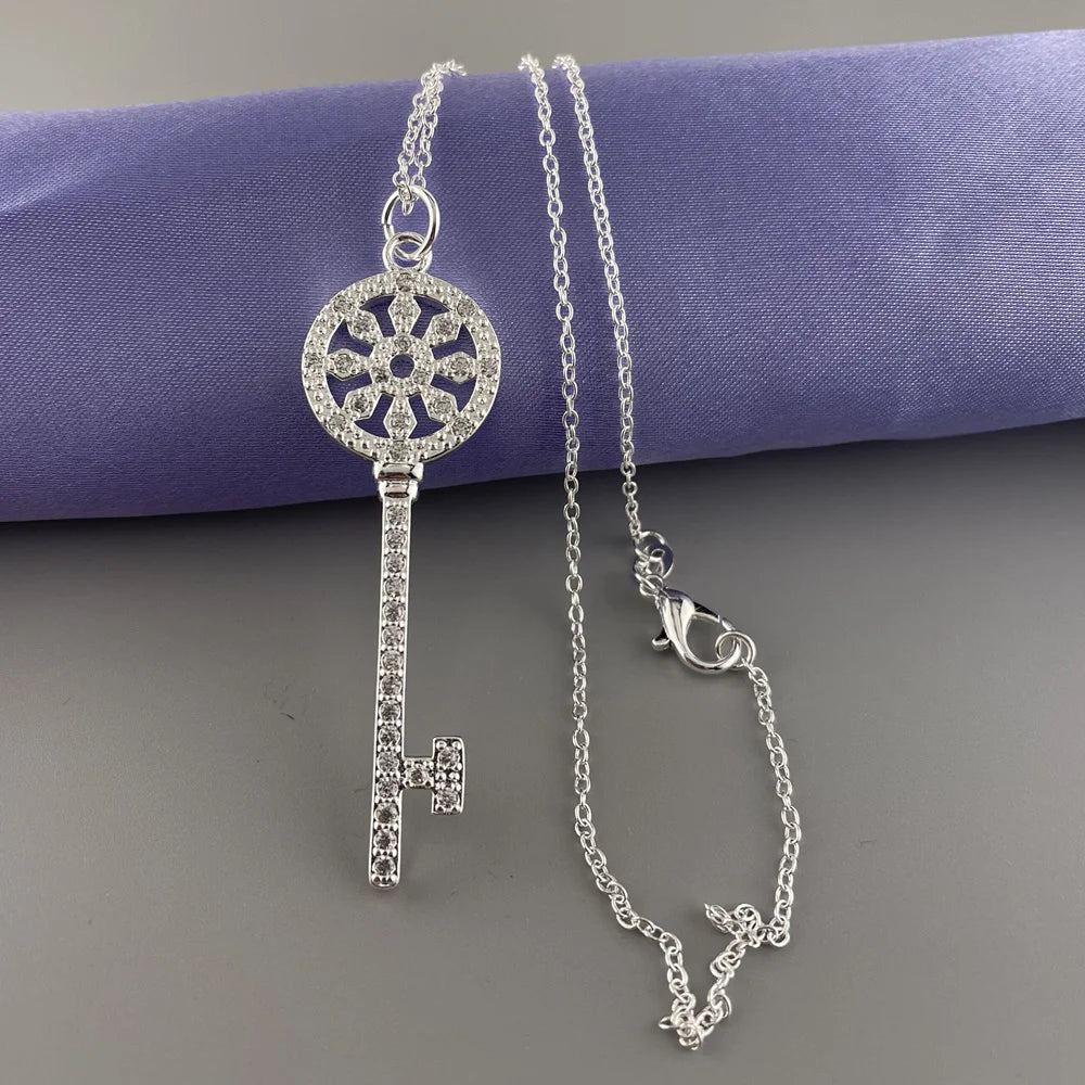 Dainty Key Pendant Necklace – 925 Sterling Silver Charm for Everyday Style