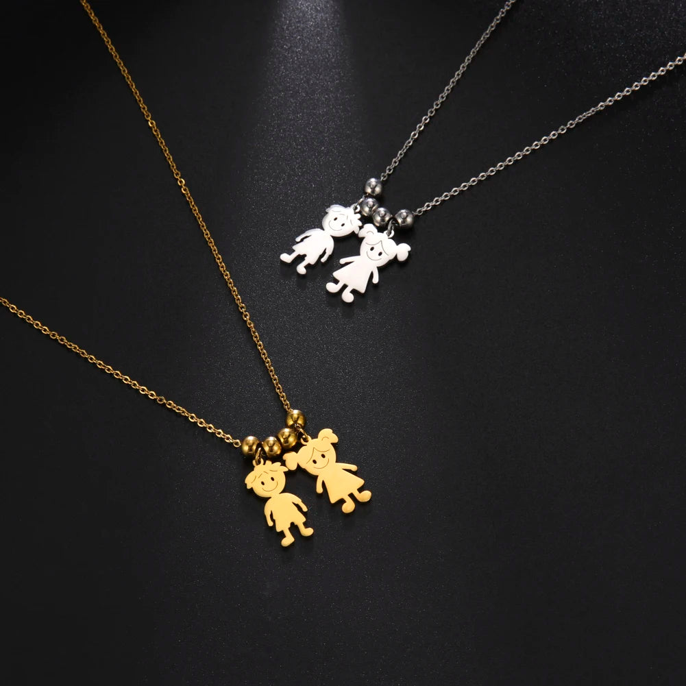 Custom Boy & Girl Name Necklace – Personalized Pendant in Polished Stainless Steel