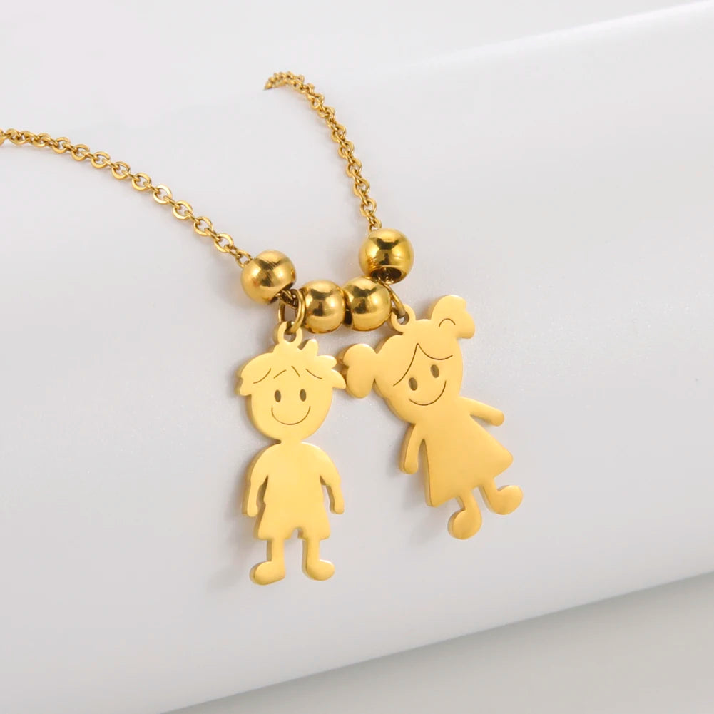Custom Boy & Girl Name Necklace – Personalized Pendant in Polished Stainless Steel