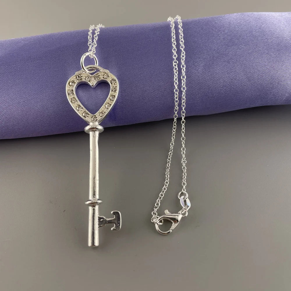 Dainty Key Pendant Necklace – 925 Sterling Silver Charm for Everyday Style