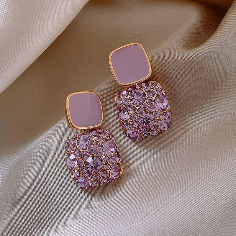 Unique Vintage Shiny Crystal Geometric Earrings