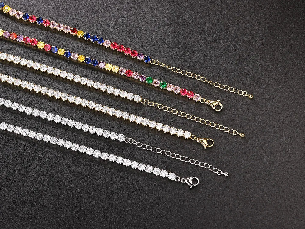 Luxe Zircon Tennis Necklace – Elegant Silver Choker with Brilliant Sparkle