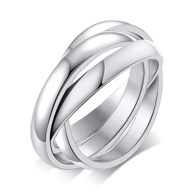 The Trinity Band – Interlocked Stainless Steel Triple Ring
