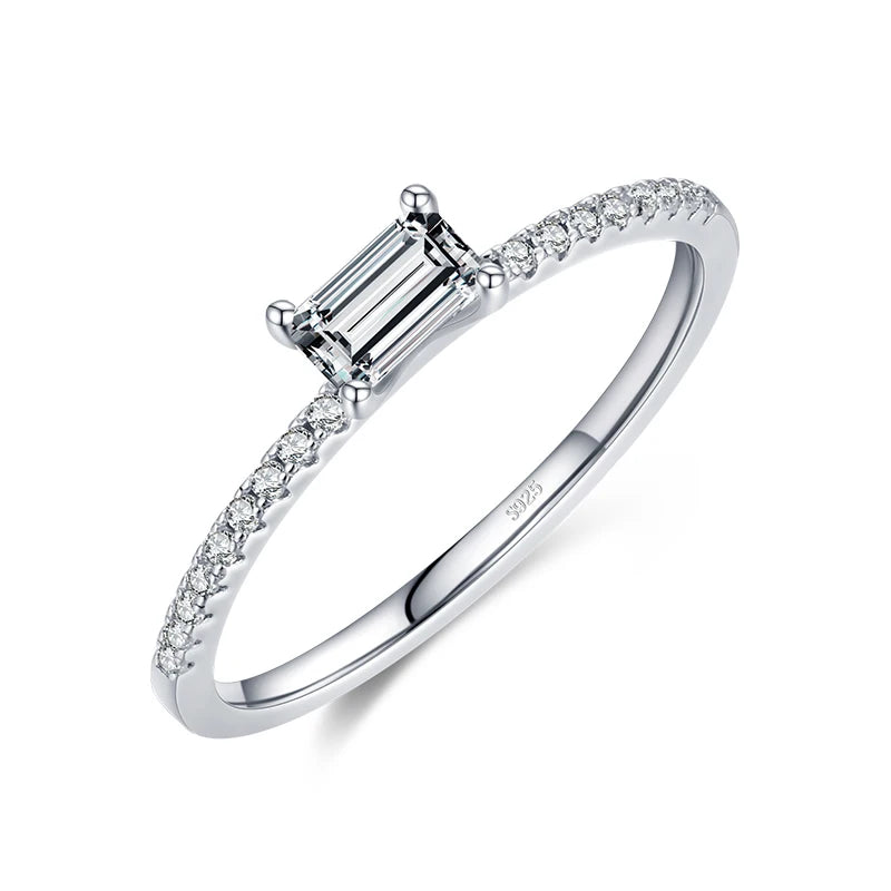 Lumière Square – 925 Silver Gold-Tone Ring with Brilliant Cut Zirconia
