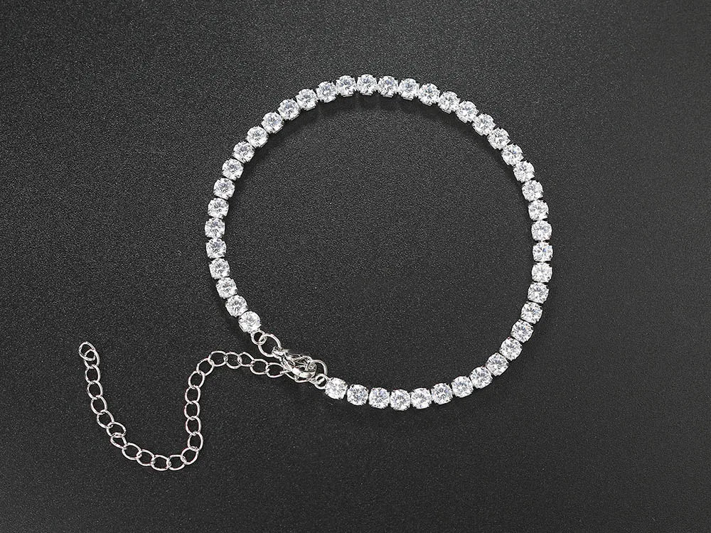 Iced Out 4MM Zircon Tennis Anklet – Dazzling Foot Chain Bracelet