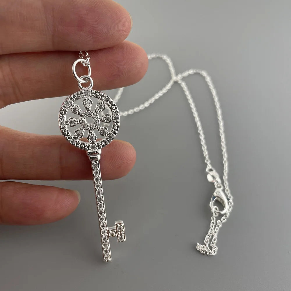 Dainty Key Pendant Necklace – 925 Sterling Silver Charm for Everyday Style