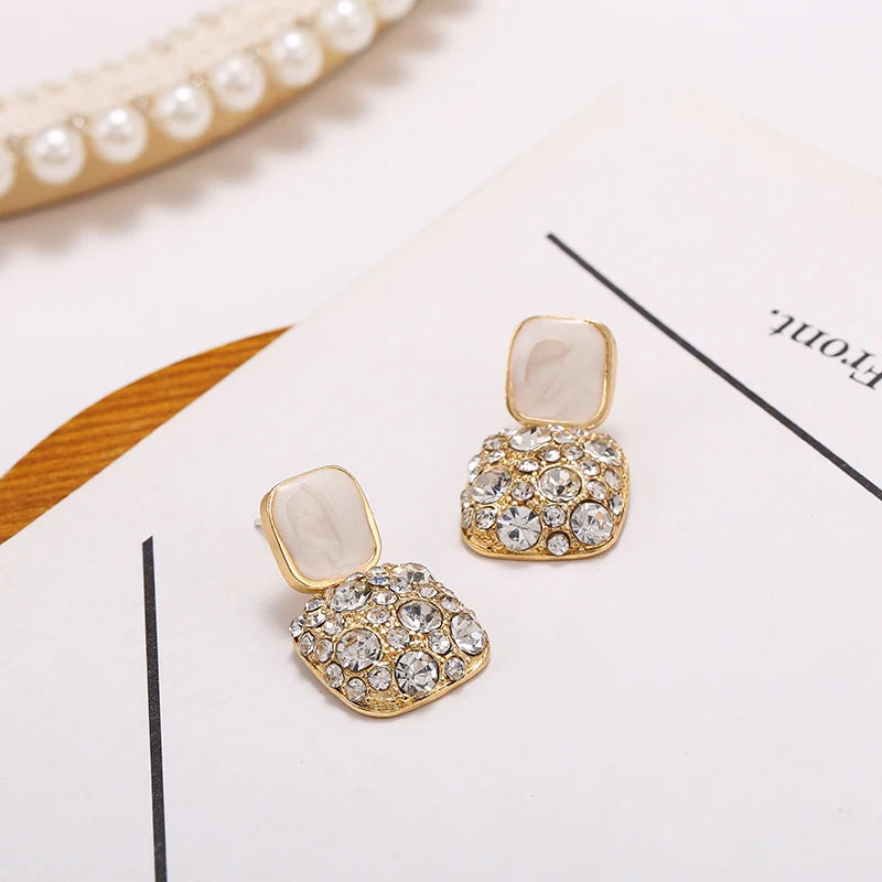 Unique Vintage Shiny Crystal Geometric Earrings