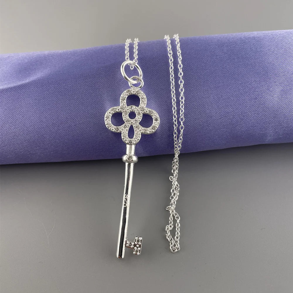 Dainty Key Pendant Necklace – 925 Sterling Silver Charm for Everyday Style