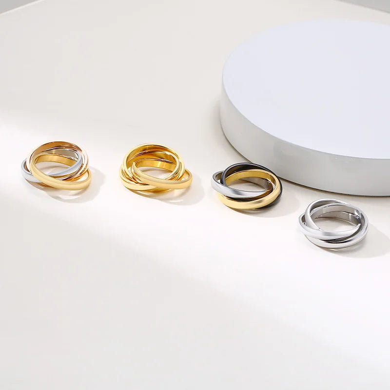 The Trinity Band – Interlocked Stainless Steel Triple Ring