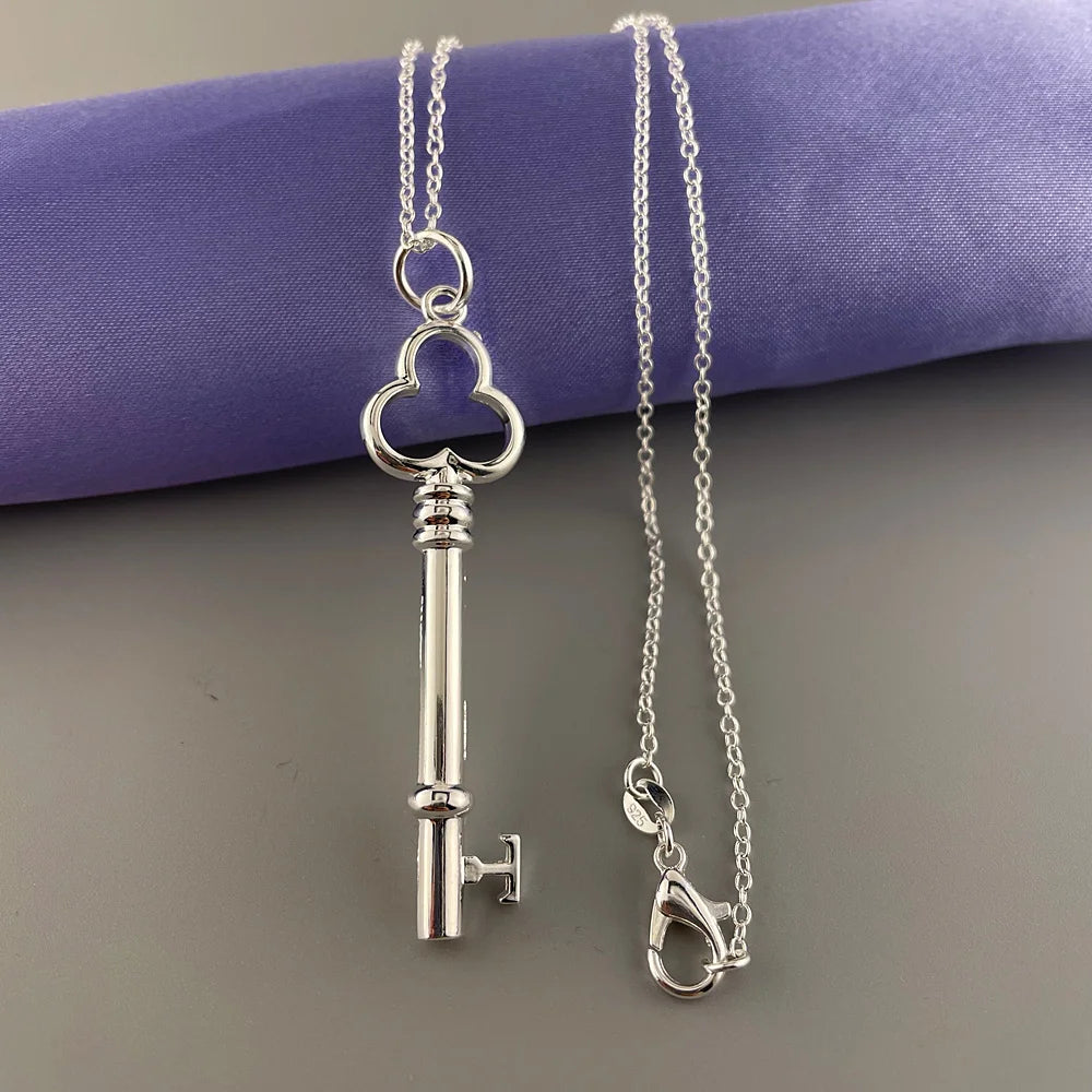 Dainty Key Pendant Necklace – 925 Sterling Silver Charm for Everyday Style