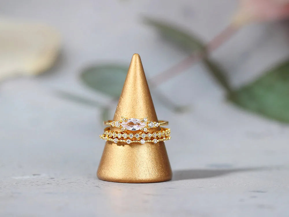 INS Trendy Gold Midi Ring – Dainty Zircon Luxury