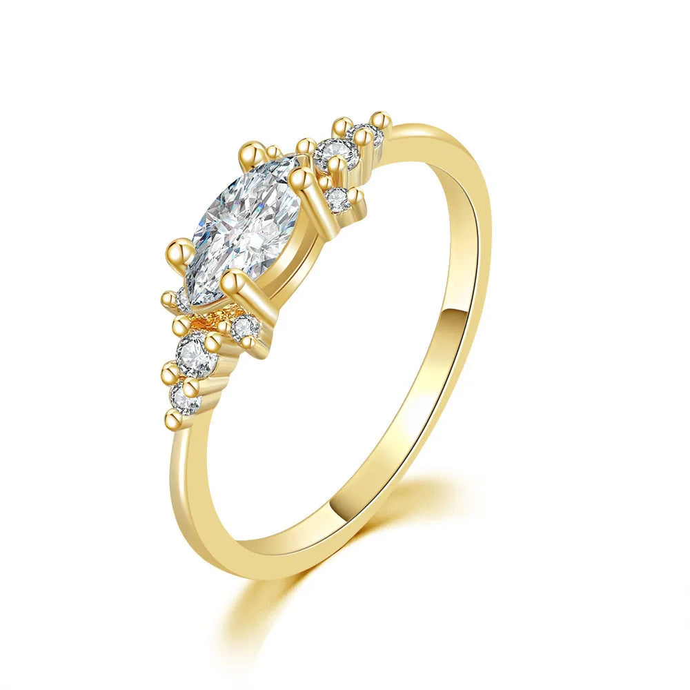 INS Trendy Gold Midi Ring – Dainty Zircon Luxury