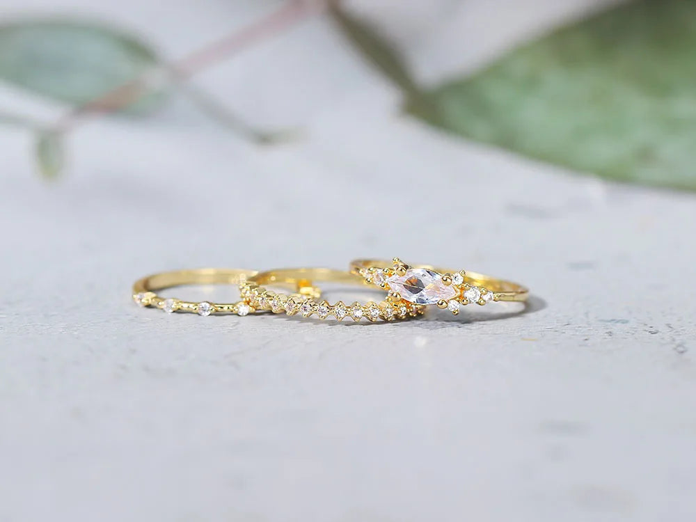 INS Trendy Gold Midi Ring – Dainty Zircon Luxury