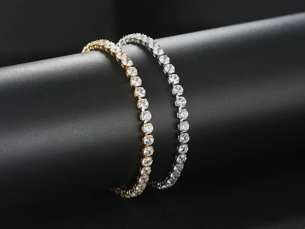 Iced Out 4MM Zircon Tennis Anklet – Dazzling Foot Chain Bracelet
