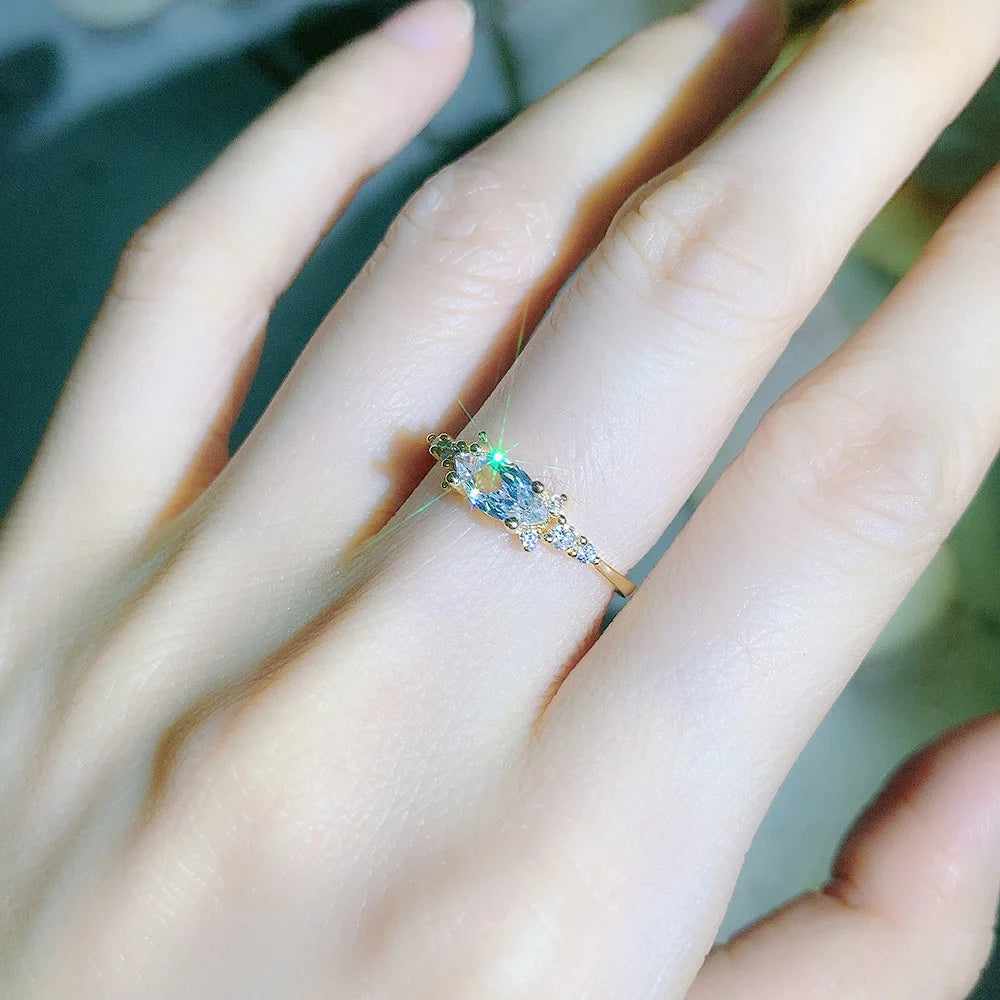 INS Trendy Gold Midi Ring – Dainty Zircon Luxury