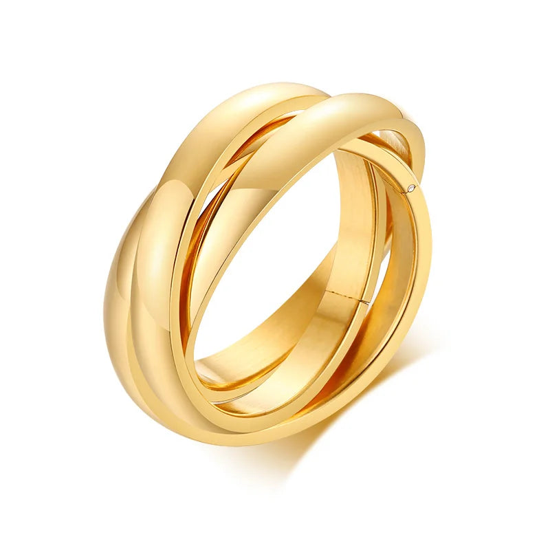 The Trinity Band – Interlocked Stainless Steel Triple Ring
