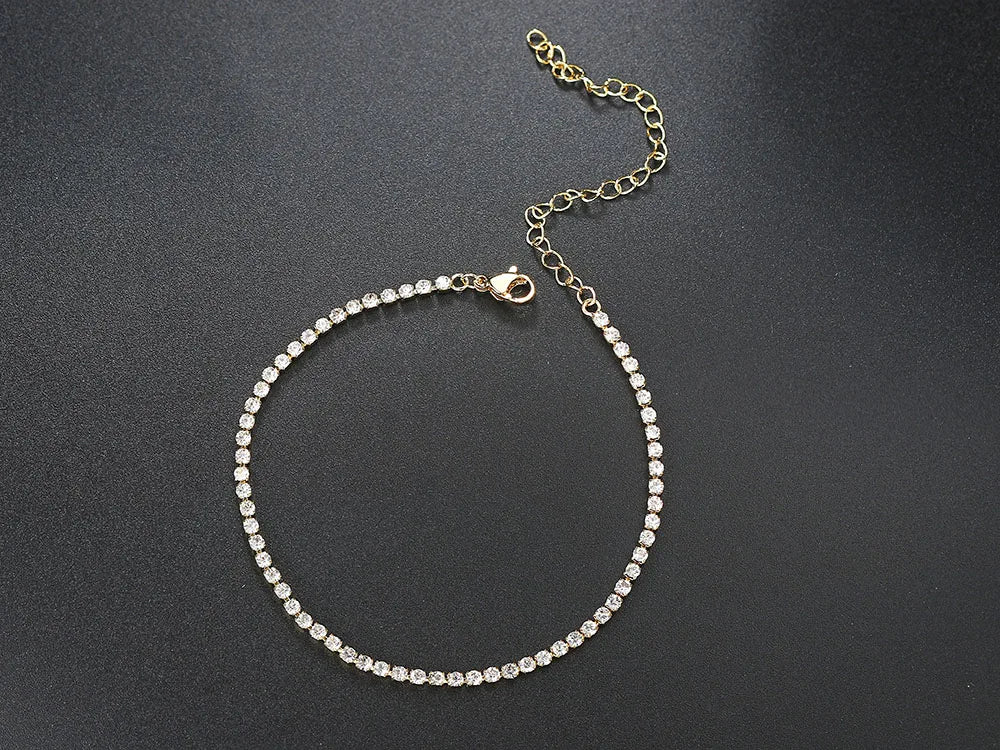 Iced Out 4MM Zircon Tennis Anklet – Dazzling Foot Chain Bracelet