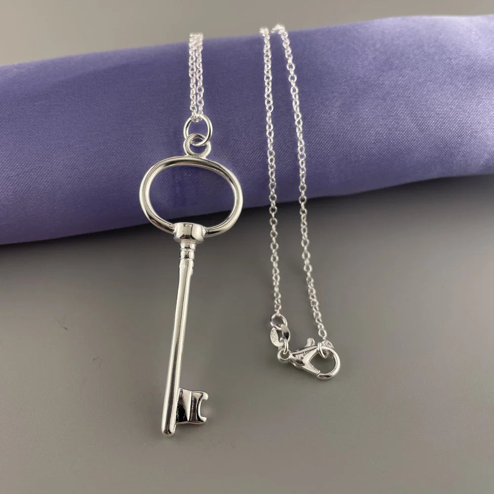 Dainty Key Pendant Necklace – 925 Sterling Silver Charm for Everyday Style
