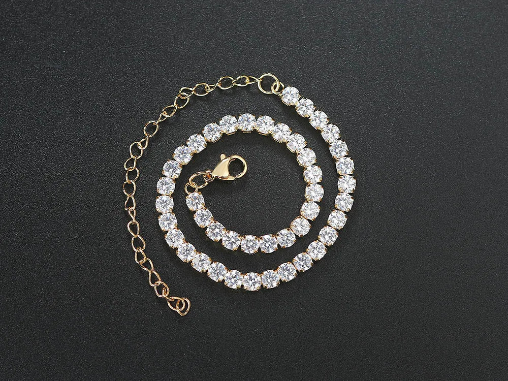 Iced Out 4MM Zircon Tennis Anklet – Dazzling Foot Chain Bracelet