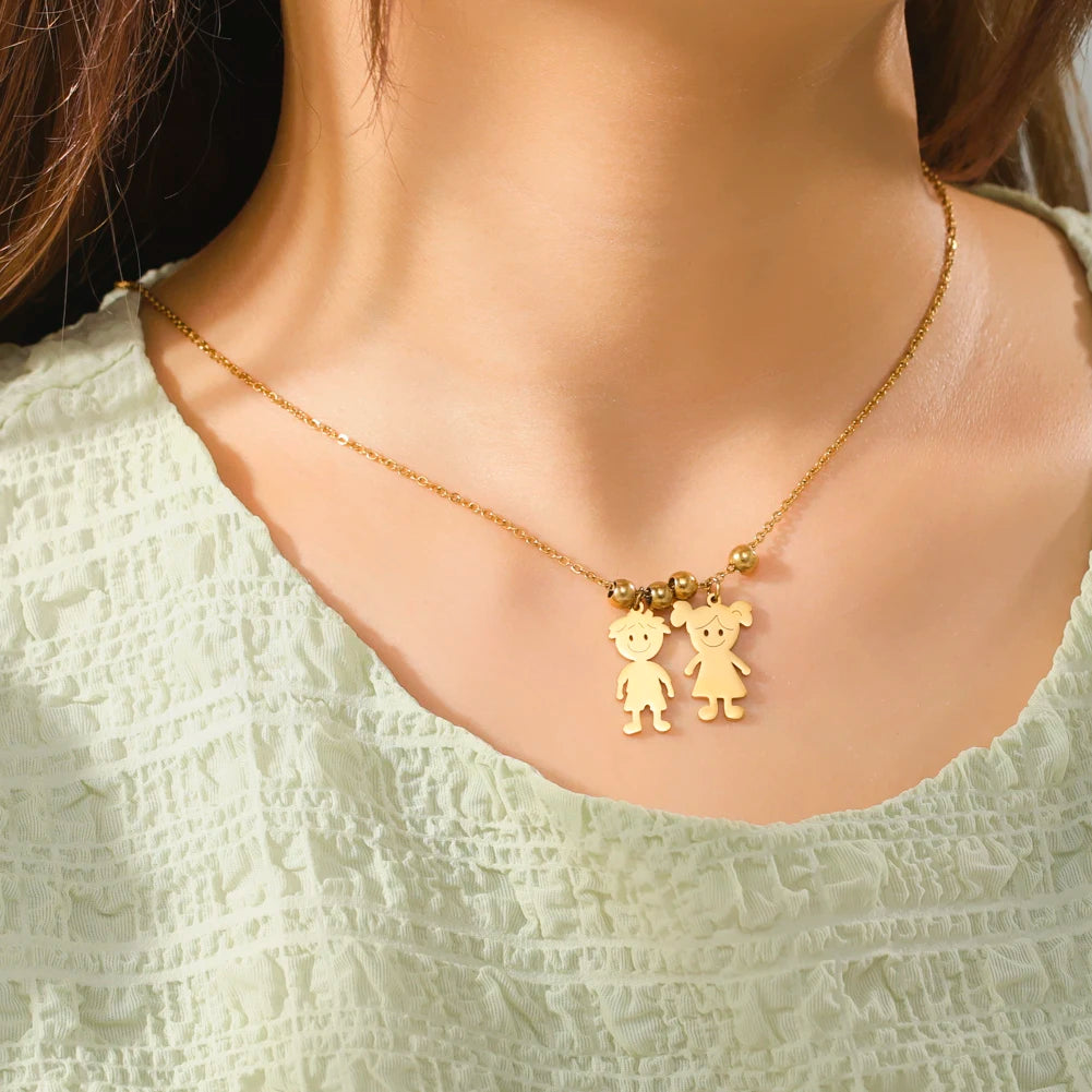 Custom Boy & Girl Name Necklace – Personalized Pendant in Polished Stainless Steel