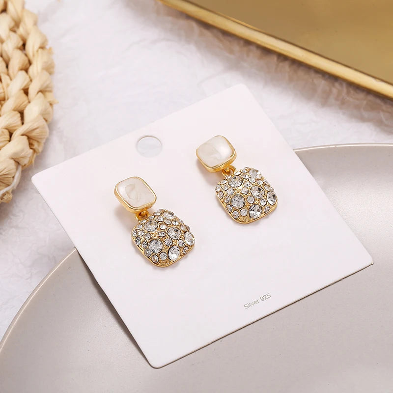Unique Vintage Shiny Crystal Geometric Earrings