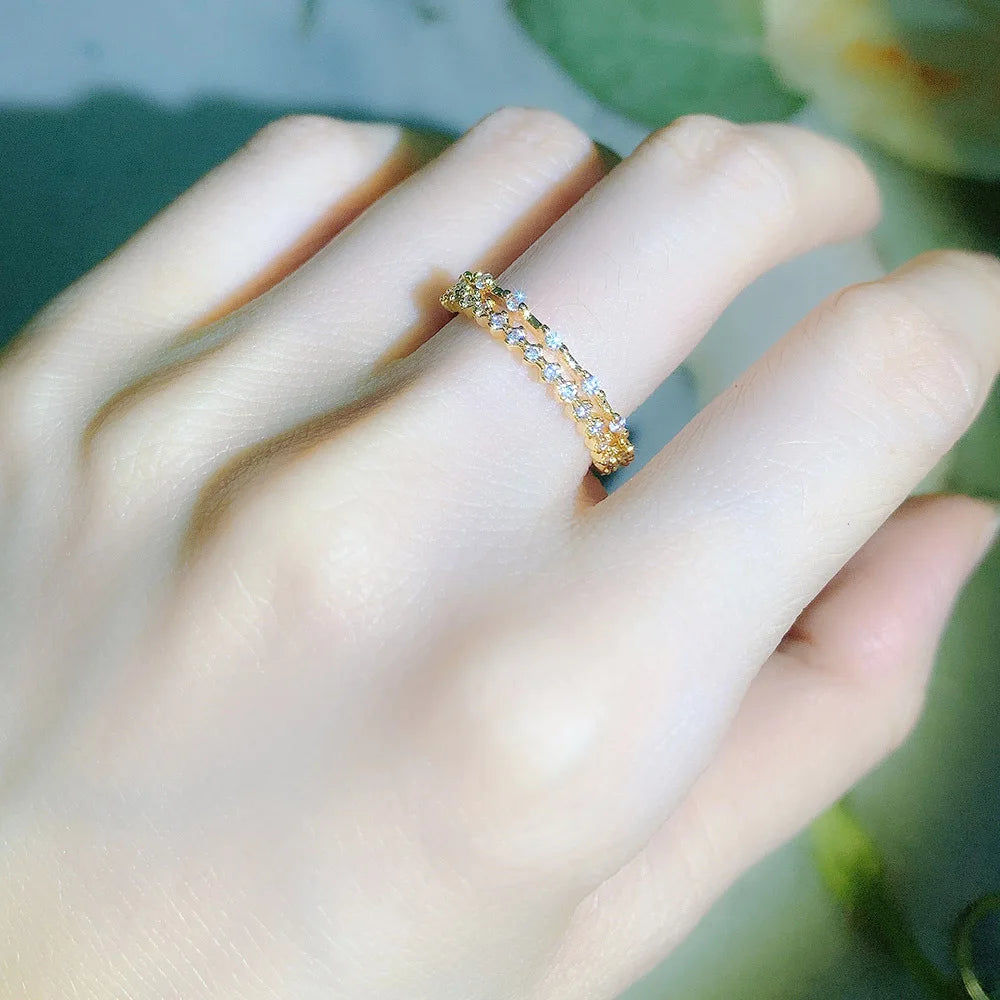 INS Trendy Gold Midi Ring – Dainty Zircon Luxury