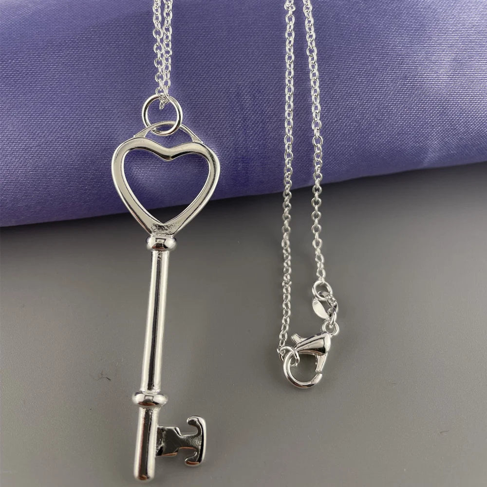 Dainty Key Pendant Necklace – 925 Sterling Silver Charm for Everyday Style