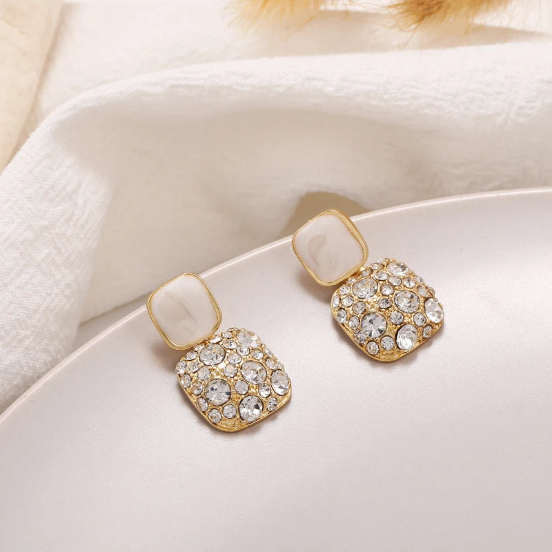 Unique Vintage Shiny Crystal Geometric Earrings