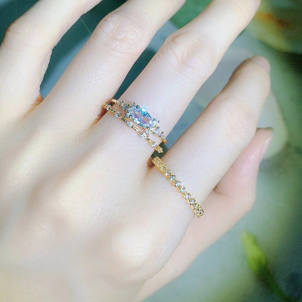INS Trendy Gold Midi Ring – Dainty Zircon Luxury