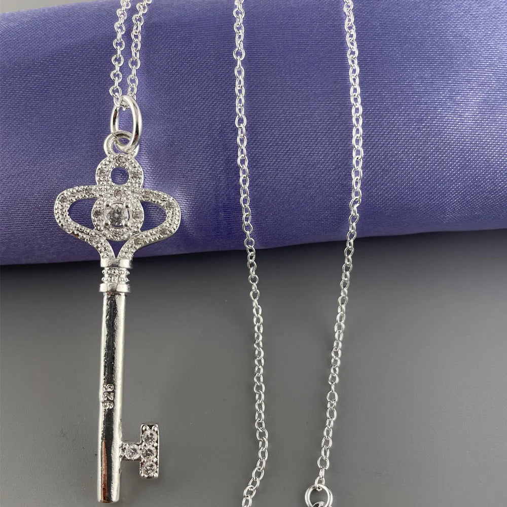 Dainty Key Pendant Necklace – 925 Sterling Silver Charm for Everyday Style