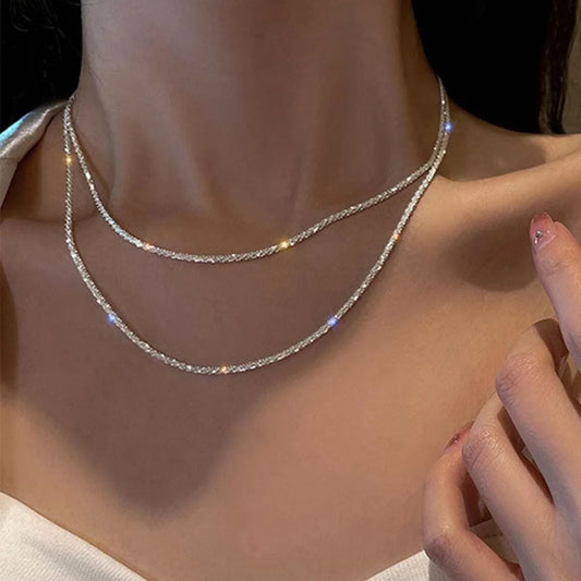 Celestia Necklace – Elegant Silver Clavicle Chain Choker
