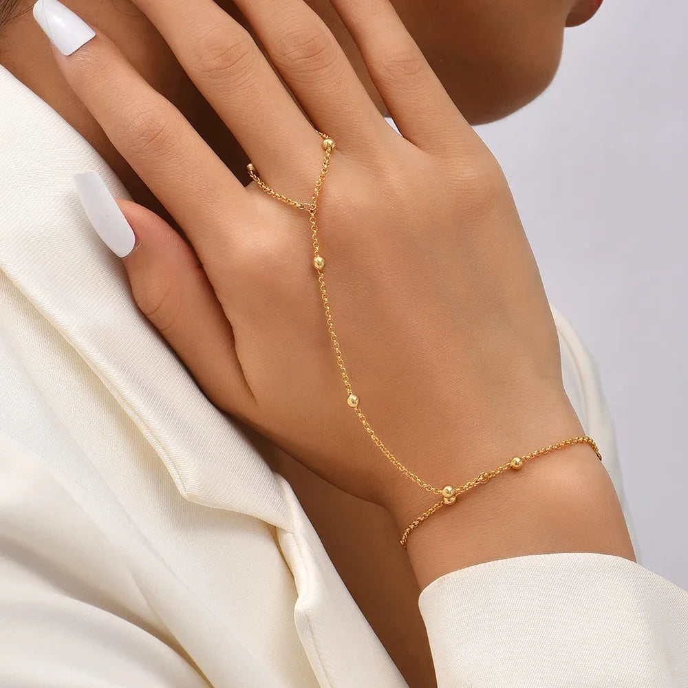 Aurum Bond Golden Bracelet & Ring Chain